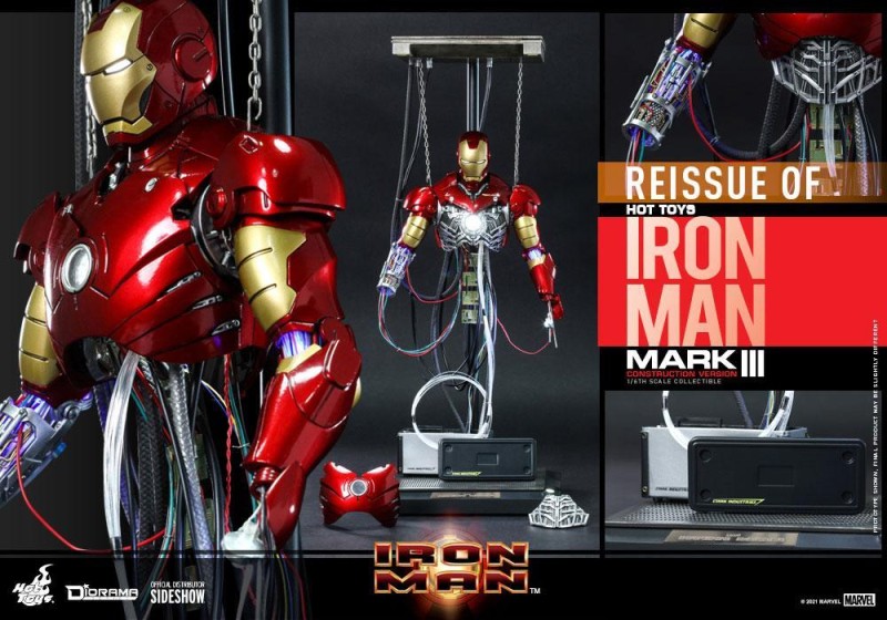 Hot Toys Iron Man Mark III (Construction Version) Sixth Scale Figure - 909185 - Marvel Comics / Iron Man