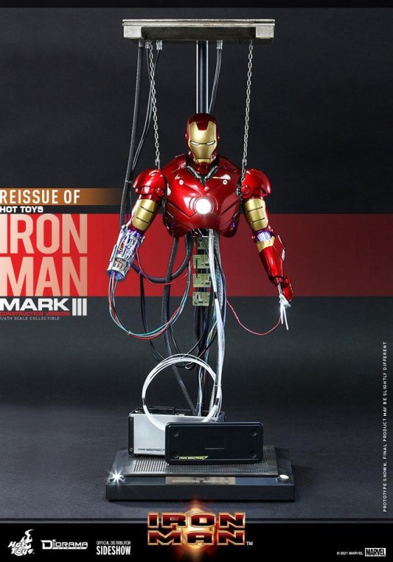 Hot Toys Iron Man Mark III (Construction Version) Sixth Scale Figure - 909185 - Marvel Comics / Iron Man