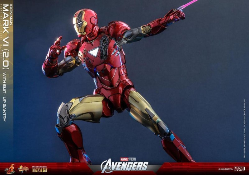 Hot Toys Iron Man Mark VI (2.0) with Suit-Up Gantry Diecast Deluxe Edition Sixth Scale Figure Set 9121032 MMS688D53 (ÖN SİPARİŞ)