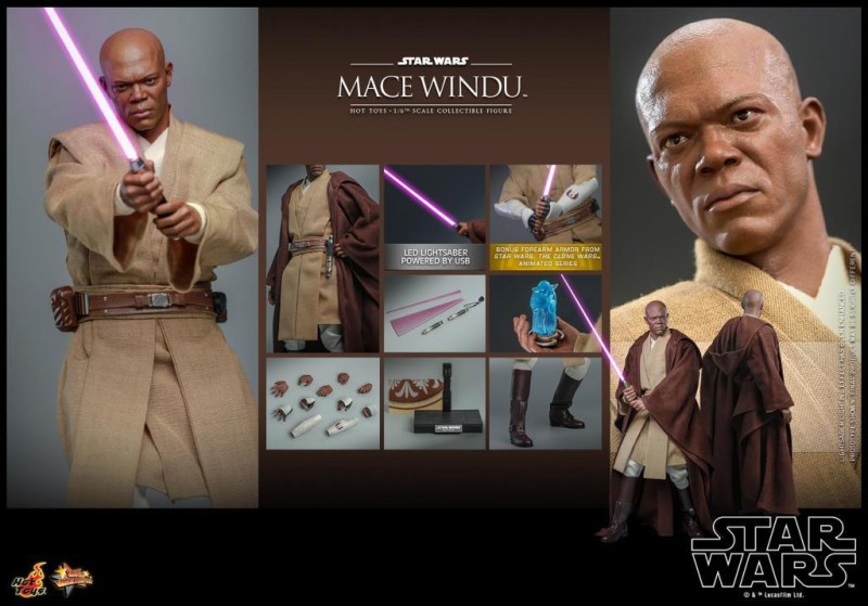 Hot Toys Mace Windu Sixth Scale Figure 912056 MMS681 Star Wars / Episode II Attack Of The Clones