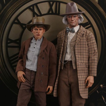 Hot Toys Marty McFly & Doc Brown Back To The Future III Sixth Scale Figure Set - 909370 & 909369 - BTTF MMS616 / MMS617 - Thumbnail