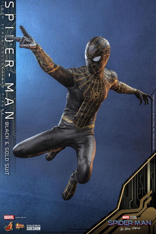 Hot Toys Spider-Man (Black & Gold Suit) Sixth Scale Figure 908916 / Marvel Comics / Spider-Man: No Way Home