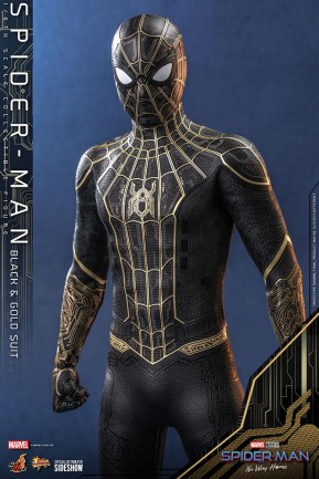 Hot Toys Spider-Man (Black & Gold Suit) Sixth Scale Figure 908916 / Marvel Comics / Spider-Man: No Way Home - Thumbnail