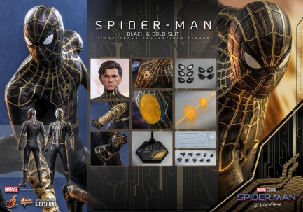 Hot Toys Spider-Man (Black & Gold Suit) Sixth Scale Figure 908916 / Marvel Comics / Spider-Man: No Way Home - Thumbnail