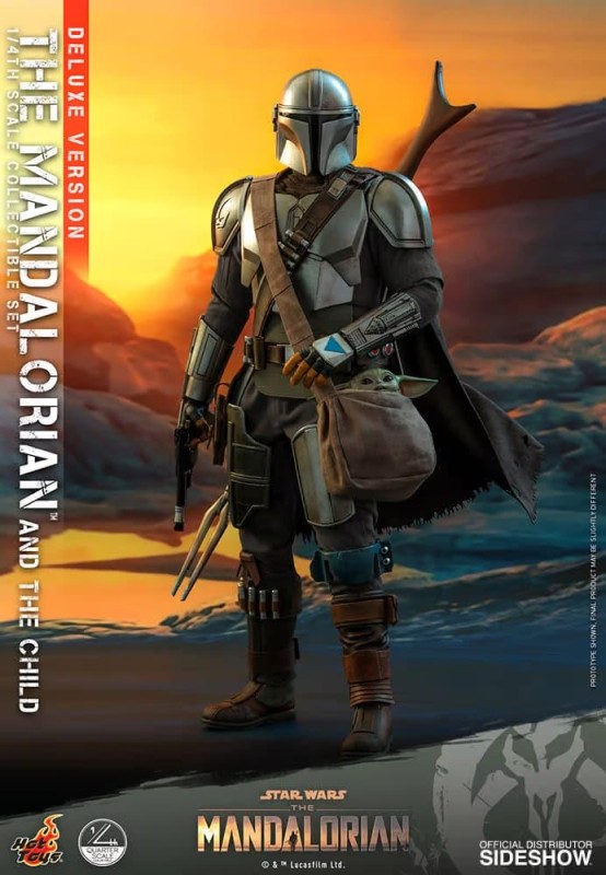 Hot Toys The Mandalorian and The Child ' Grogu ' (Deluxe) Quarter Scale Collectible Figure Set 907266 QS17 / Star Wars / The Clone Wars