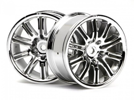 HPI - HPI 3772 10 Spoke Motor Sport Wheel 26mm Chrome OnRoad Model Araba İçin Jant Seti 2 Adet