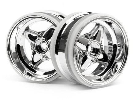 HPI 3912 MX60 4 Spoke Wheel Chrome 1/10 Onroad Model Araba İçin Jant Seti 6mm Offset 2 Adet - Thumbnail