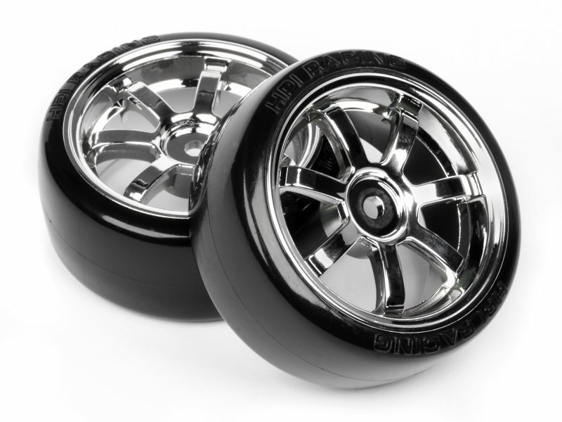 HPI 4739 T-DRIFT TIRE 26mm RAYS 57S Pro Wheel Chrome 1/10 Onroad Jant Lastik Takımı