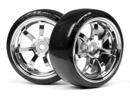 HPI 4739 T-DRIFT TIRE 26mm RAYS 57S Pro Wheel Chrome 1/10 Onroad Jant Lastik Takımı - Thumbnail