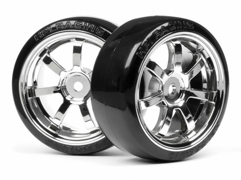 HPI 4739 T-DRIFT TIRE 26mm RAYS 57S Pro Wheel Chrome 1/10 Onroad Jant Lastik Takımı