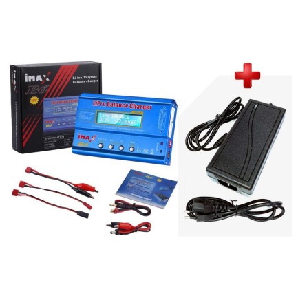 HTRC - İmax B6 80W Lipo Pil Batarya Şarj Cihazı Profesyonel Digital LCD Ekranlı 6A RC Lipo/Li-ion/NiMh/NiCd + AC/DC Şarj Adaptörü EU-12V5A