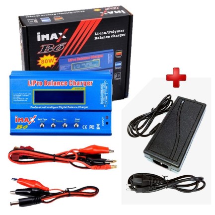 İmax B6 80W Lipo Pil Batarya Şarj Cihazı Profesyonel Digital LCD Ekranlı 6A RC Lipo/Li-ion/NiMh/NiCd + AC/DC Şarj Adaptörü EU-12V5A - Thumbnail