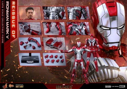 Hot Toys Iron Man Mark V Diecast Sixth Scale Figure Iron Man 2 MMS400 D18 907514 - Thumbnail