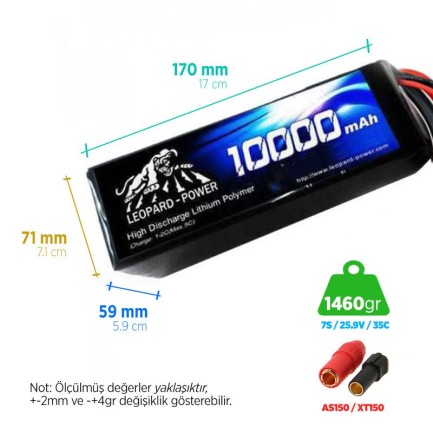 Leopard Power - Leopard Power 10000 mAh 25.9V 7S 35C UAV & Multirotor Lityum Polimer Lipo Batarya Pil