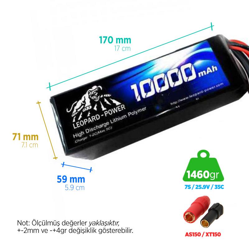 Leopard Power 10000 mAh 25.9V 7S 35C UAV & Multirotor Lityum Polimer Lipo Batarya Pil