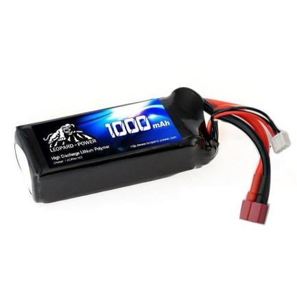 Leopard Power 1000 mAh 11.1V 3S 25C Lityum Polimer Lipo Batarya Pil T Plug - Thumbnail