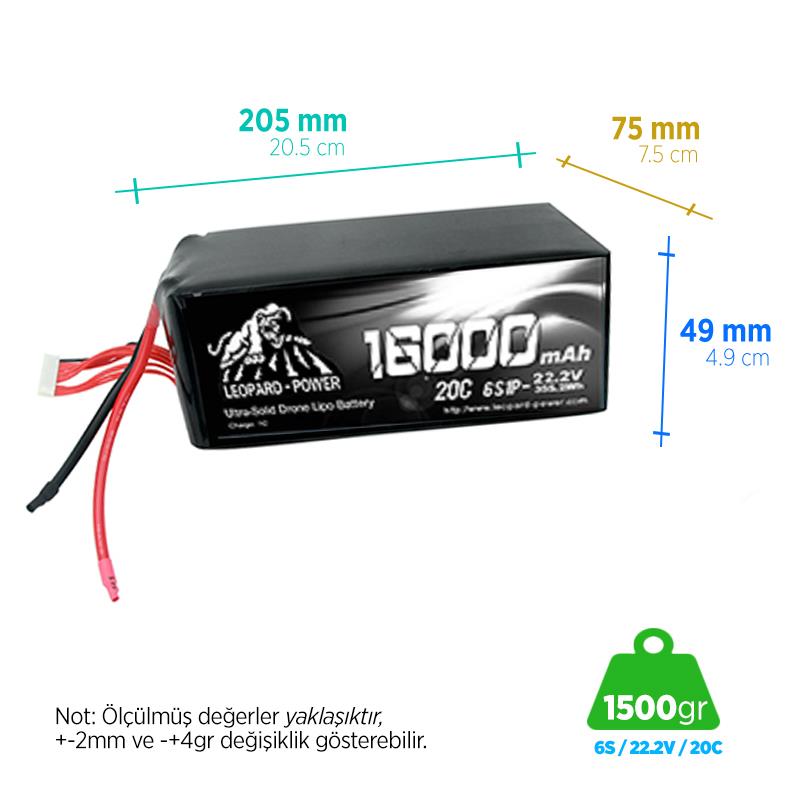 Leopard Power 16000mah 6S 20C Solid Stated Battery for UAV Lityum Polimer Lipo Batarya Pil 