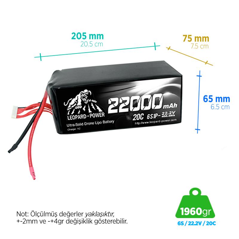 Leopard Power 22000mah 6S 20C Solid Stated Battery for UAV Lityum Polimer Lipo Batarya Pil