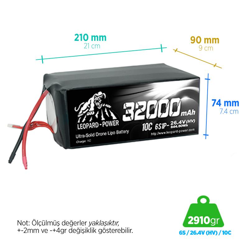 Leopard Power 32000mah 6S 10C Solid Stated Battery for UAV Lityum Polimer Lipo Batarya Pil