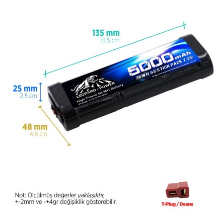 Leopard Power - Leopard Power 5000mAh 7.2V Nimh Batarya Pil