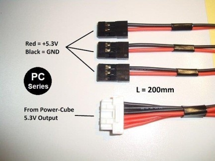 Mauch - Mauch 062 Power Cube / 5.3V Output Cable / 1x C-M-6P + 3x JR 20CM