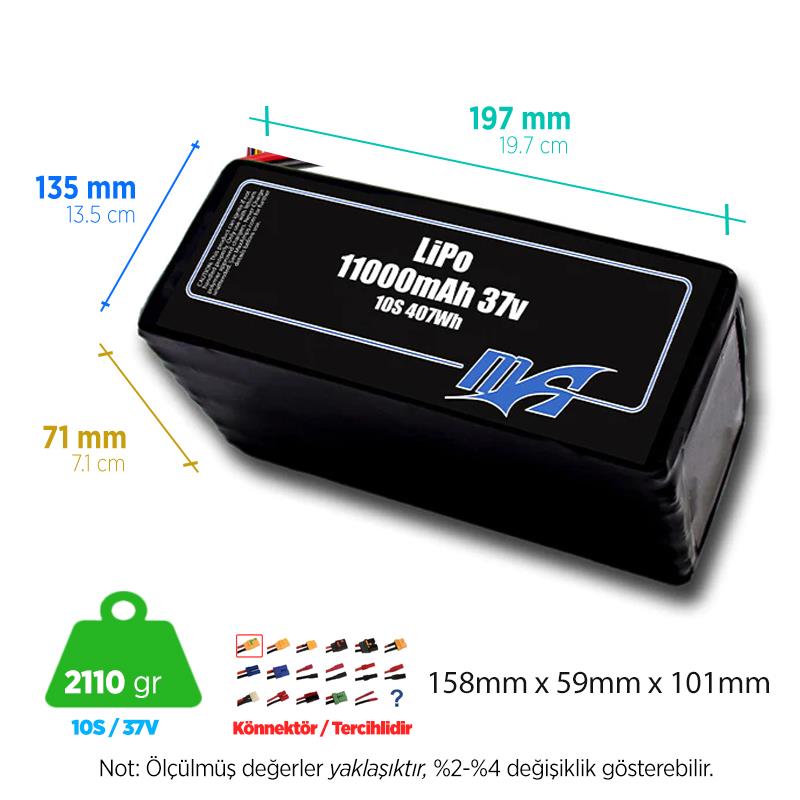 MaxAmps 11000 mAh 10S 40C 37v Lityum Polimer LiPo Batarya Pil