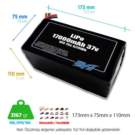 MaxAmps - MaxAmps 17000 mAh 10S 15C 37v Lityum Polimer LiPo Batarya Pil