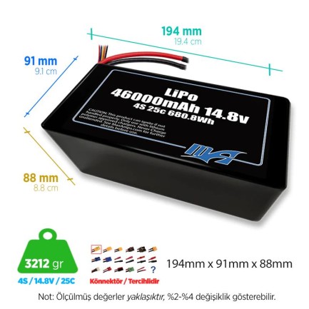 MaxAmps - MaxAmps 46000 mAh 4S 2P 25C 14.8v Lityum Polimer LiPo Batarya Pil