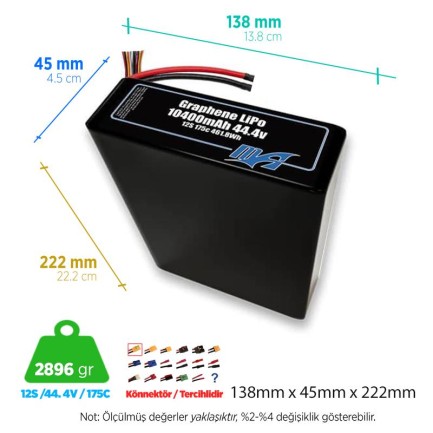 MaxAmps - MaxAmps Graphene LiPo 10400 mAh 12S 2P 175C 44.4v Lityum Polimer LiPo Batarya Pil