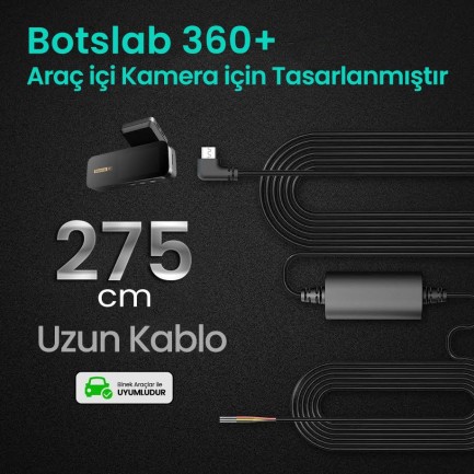 360+ Botslab Araç İçi Kamera Park Modu Akü Bağlantı Kablosu G980H/G500H/G300H/HK30 (24 Saat Kayıt) - Thumbnail