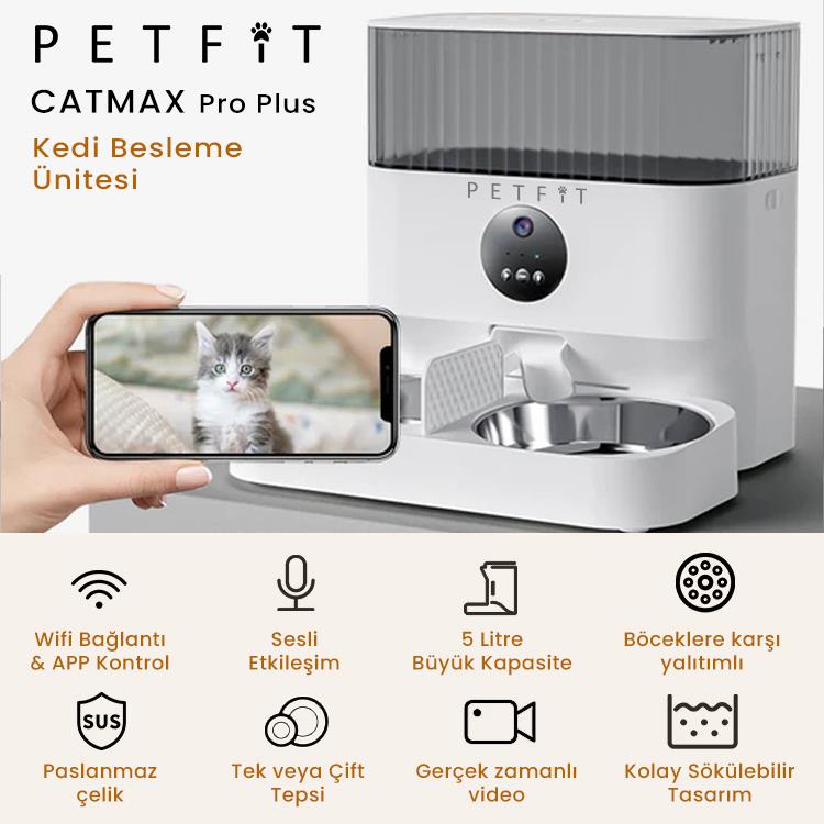 Petfit CatMax Pro Plus Çift Kase Akıllı Otomatik Kedi Besleme Ünitesi