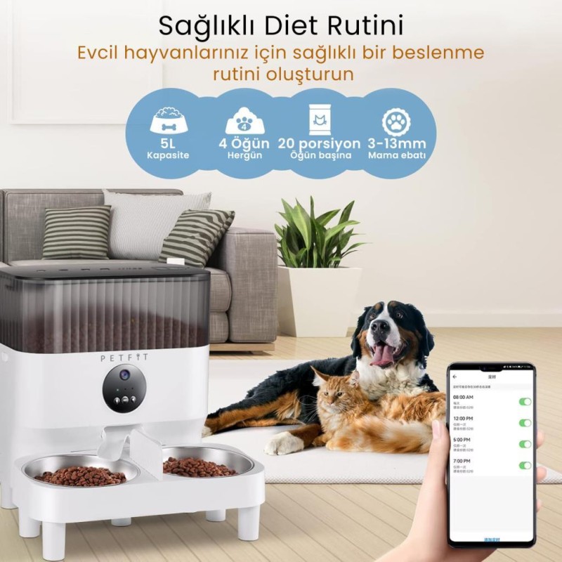 Petfit CatMax Pro Plus Çift Kase Akıllı Otomatik Kedi Besleme Ünitesi