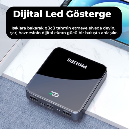 Philips 22.5W PD 4 Portlu 10000 mAh LED Göstergeli Taşınabilir Hızlı Şarj Cihazı Powerbank - Thumbnail