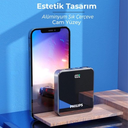 Philips 22.5W PD 4 Portlu 10000 mAh LED Göstergeli Taşınabilir Hızlı Şarj Cihazı Powerbank - Thumbnail