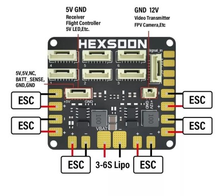 Pixhawk HEXSOON Power Distribution Board PDB-40A W/ BEC 5V & 12V HS011 - Thumbnail