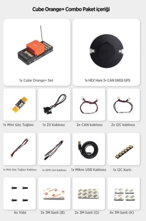 CubePilot Pixhawk The Cube Orange+ (IMU V8) Standard Set Otopilot Sistemi (ADS-B Carrier Board) + HERE3+ CAN GPS / GNSS WITH M8P Combo Set (Distribütör Garantili) - Thumbnail