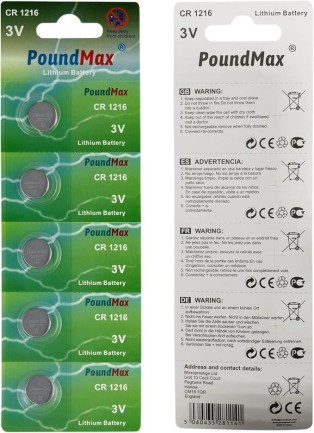 PoundMax - PoundMax 1216 DL1216 3V Lityum Düğmeli Pil (5'li Paket)