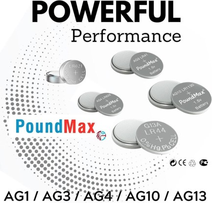 Poundmax 20 x AG1 AG3 AG4 AG10 AG13 PoundMax Alkalin Karışık Pil - Thumbnail