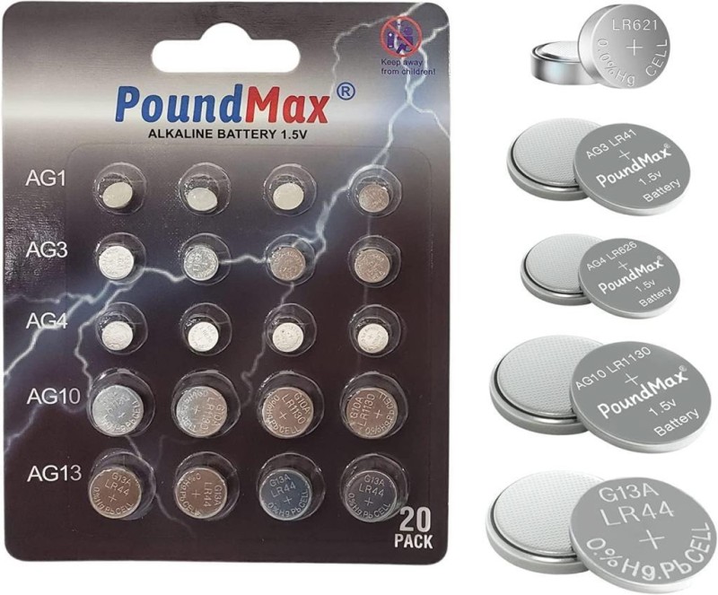 Poundmax 20 x AG1 AG3 AG4 AG10 AG13 PoundMax Alkalin Karışık Pil