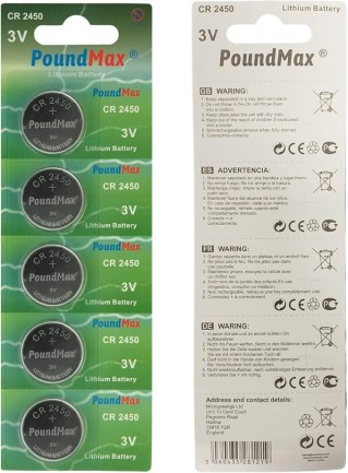 PoundMax - PoundMax 2450 CR2450 DL2450 3V Lityum Düğmeli Pil (5'li Paket)