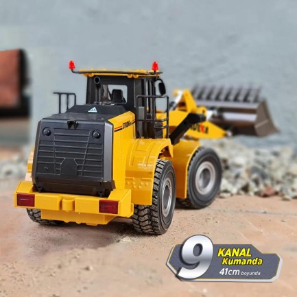 HUINA - HUINA 1/24 Yüksek Kalite 9 Kanal RC Model Ekskavatör Buldozer Metal Kepçe Kazıcı Uzaktan Kumandali Çok Fonksiyonlu İş Makinası - 2.4G Sesli & Işıklı - 1567