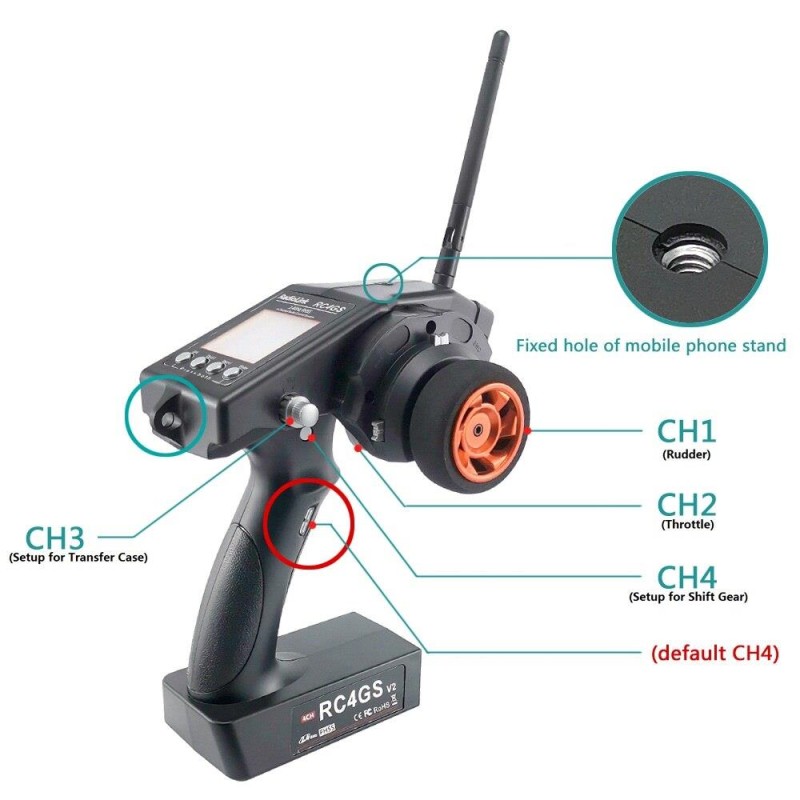 Radiolink RC4GS V2 2.4Ghz Uzaktan Kumanda Radio Kontrol & R6FG Alıcı ( 400 Metre Kontrol Mesafesi )