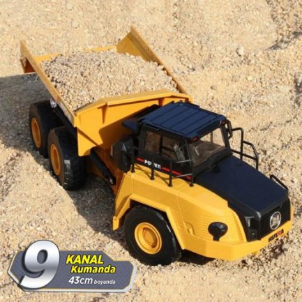 HUINA 1/24 Yüksek Kalite 9 Kanal RC Model Damperli Kamyon Uzaktan Kumandali Çok Fonksiyonlu İş Makinası - 2.4G Sesli & Işıklı - 1553 - Thumbnail