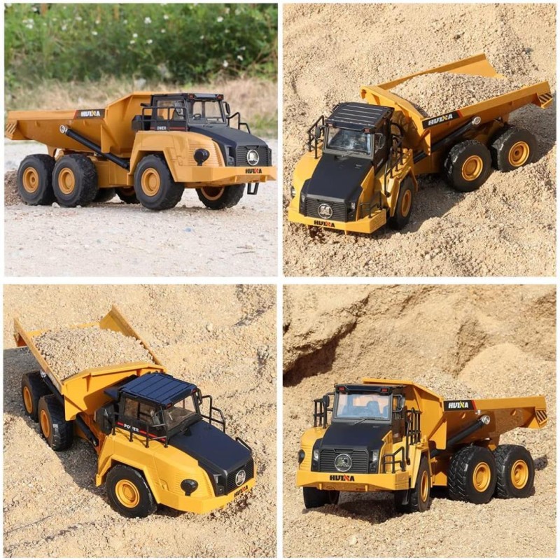 HUINA 1/24 Yüksek Kalite 9 Kanal RC Model Damperli Kamyon Uzaktan Kumandali Çok Fonksiyonlu İş Makinası - 2.4G Sesli & Işıklı - 1553 