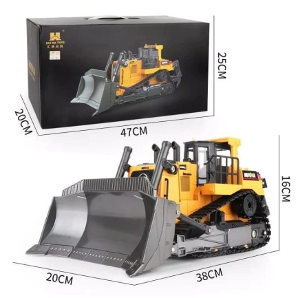 HUINA 1/16 Yüksek Kalite 9 Kanal RC Model Buldozer Paletli Metal Kepçe Kazıcı Uzaktan Kumandalı Çok Fonksiyonlu İş Makinası - 2.4G Sesli ve Işıklı - 1569 - Thumbnail