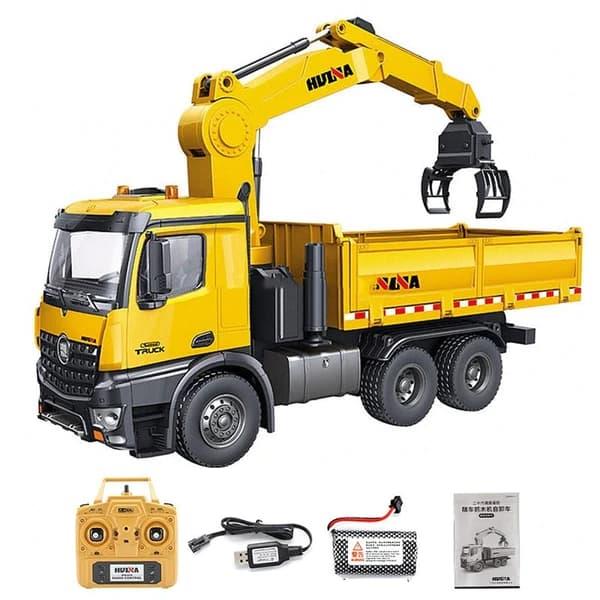 HUINA 1/14 Yüksek Kalite 26 Kanal RC Model Tutma Kollu Kepçeli Damperli Kamyon Uzaktan Kumandali Çok Fonksiyonlu İş Makinası - 2.4G Sesli & Işıklı - 1575 -