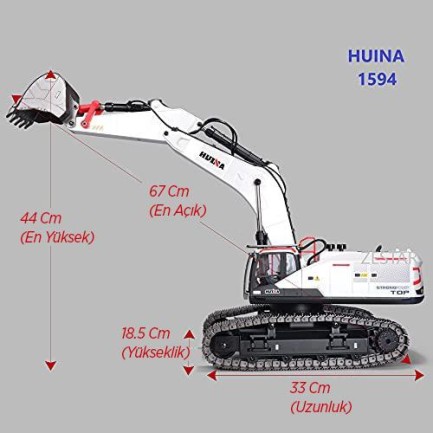 HUINA 1/14 Profesyonel 22 Kanal RC Model 4 Farklı Kepçeli Ekskavatör Kazıcı Uzaktan Kumandali Çok Fonksiyonlu İş Makinası -2.4G Sesli&Işıklı - 1594 - - Thumbnail