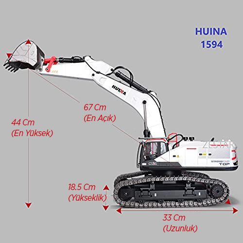 HUINA 1/14 Profesyonel 22 Kanal RC Model 4 Farklı Kepçeli Ekskavatör Kazıcı Uzaktan Kumandali Çok Fonksiyonlu İş Makinası -2.4G Sesli&Işıklı - 1594 -