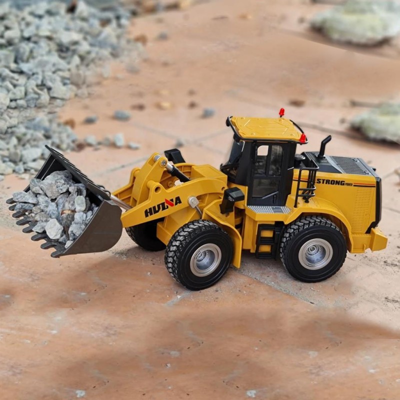 HUINA 1/24 Yüksek Kalite 9 Kanal RC Model Ekskavatör Buldozer Metal Kepçe Kazıcı Uzaktan Kumandali Çok Fonksiyonlu İş Makinası - 2.4G Sesli & Işıklı - 1567