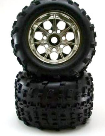 REDCAT RACING - Redcat 89105C Model Arabalar İçin Jant Lastik Takımı Chrome Wheels and Tires 17MM HEX ( 2 Adet )